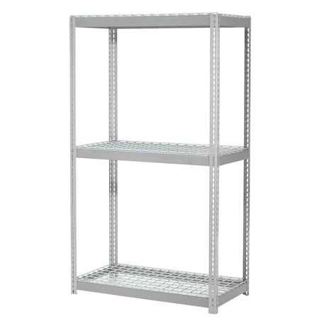 Global Industrial 3 Shelf, Boltless Shelving, Starter, 3600 lb Cap, 96inW x 24inD x 84inH, Wire Deck 785622GY
